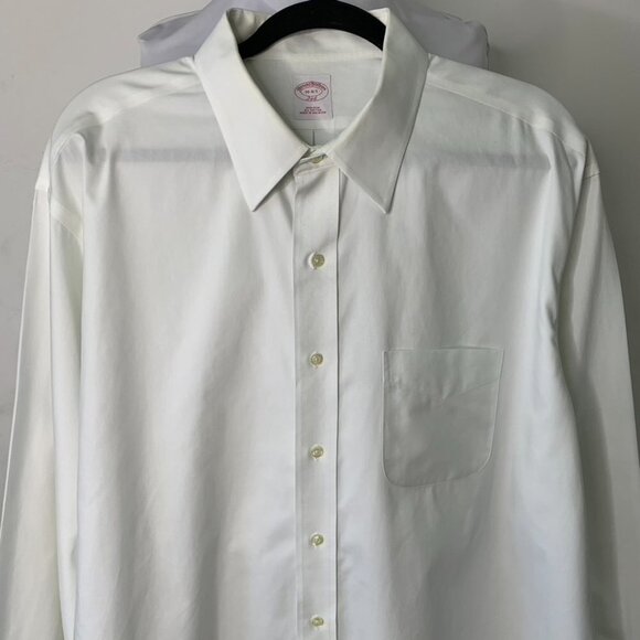 Brooks Brothers 346 Men's White Long Sleeve Button Down Shirt Size 18 4/5 - Picture 2 of 15